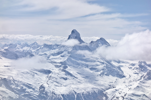 Aussicht aufs Matterhorn im Winter
